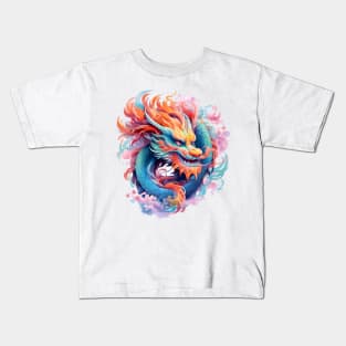 Colorful Oriental Dragon Watercolor Kids T-Shirt